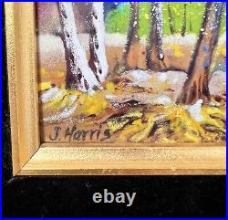 J Harris Hand painted Enamel Copper Plaque c1950