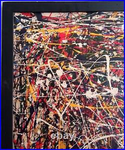 Jackson Pollock Enamel On Canvas With Frame Dated 1950 In Good Condition