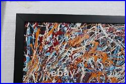 Jackson Pollock Enamel On Canvas With Frame Dated 1950 In Good Condition