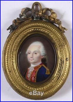 Jean-François Favre-Attrib French cavalry officer, fine enamel miniature 1780s