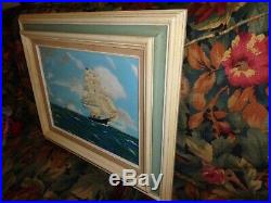 Jean Lucey French Impressionist Pastel Ships at Sea Enamel on Copper