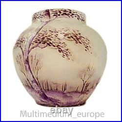 Jugendstil Glas Vase Emaille Malerei Art Nouveau glass vase enamel painting