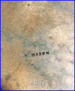 K. Basek Bernard Hesling School Enameled Copper Dish Abstract Eames Era
