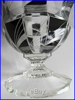Karl Palda Bohemian Modernist Art Deco Hand Painted Black Enameled Glass Vase