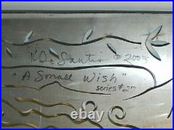 Kristin DeSantis Signed Metal Enamel Relief Painting Wall Art 22x10 A Small Wish