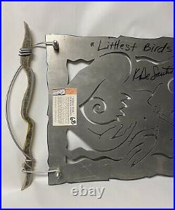 Kristin DeSantis Signed Metal Enamel Relief Painting Wall Art 22x13 Woman Birds