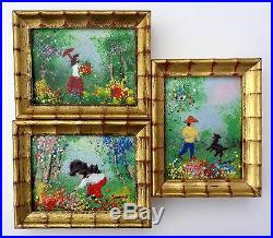 LOUIS CARDIN LISTED ARTIST ENAMEL ON COPPER SMALL 4 x 3 PAINTING LOT