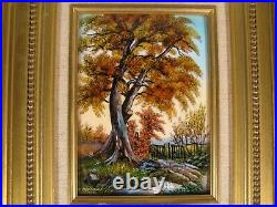 Landscape Shaft Autumn Enamel Limoges Signed Michel Betourne Master Glazer