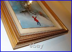 Large MAX KARP ORIGINAL Kids Snowball Fight Signed Enamel on Copper Painting