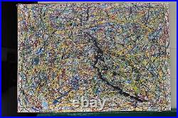 Large Painting Jackson Polllock Enamel On Canvas 55 X 39 Inches 1950nice