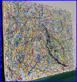 Large Painting Jackson Polllock Enamel On Canvas 55 X 39 Inches 1950nice