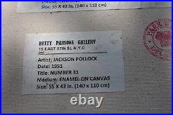 Large Painting Jackson Polllock Enamel On Canvas 55 X 39 Inches 1951 Nice