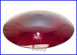 Large Venetian Cranberry Red Art Glass Hand Painted Enamel Centerpiece Charger