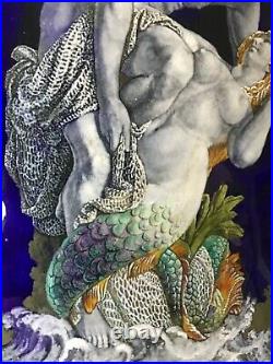 Large and outstanding antique enamel and copper erotic plaque
