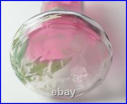 Legras / Mont Joye Cranberry to clear Art Glass Vase hand painted enamel Lilies