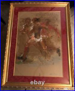 Leroy Neiman Original 1980 Soccer Mint Condition New Frame And Matting