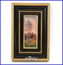 Limoges Enamel on Copper Plaque from France Landscape Painting by M. Betourne