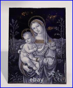 Limoges enamel plaque, Madonna & Child, 19th century
