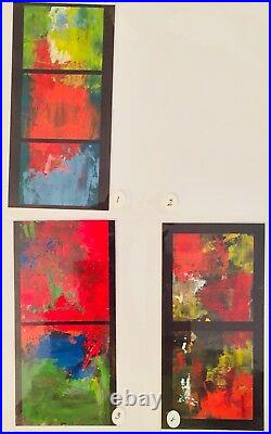 Lot Of 11 Enamel On Found Paper Paintings All Signed Rufo Dated 1993-94