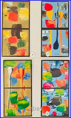 Lot Of 11 Enamel On Found Paper Paintings All Signed Rufo Dated 1993-94