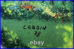 Louis Cardin Enamel On Copper 2 Paintings Original & Signed 1978 Framed COA
