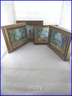 Louis Cardin Lot Of 4 Enamel On Copper Paintings See Photos And Description