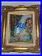 Louis Cardin Sign & Numbered Enamel On Copper Lady And Child Flowers 15.5 X 13.5