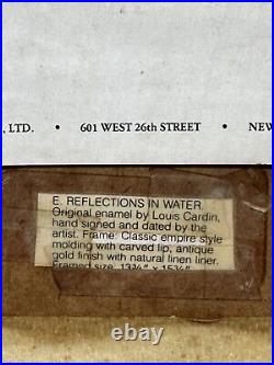 Louis Cardin Vintage Pair Enamel on Copper Painting Art Framed COAs signed
