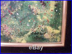 Louis Cardin enamel on copper painting 1981 16 X 20 gesso and wood frame