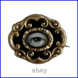 Lover's Eye Antique Black Enamel Brooch