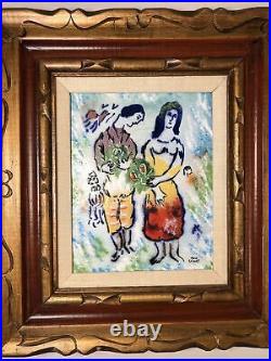 Lovers By Marc Chagall Done By Max Karp Enamel On Copper Original Framed Art