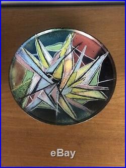 Lucille Cantini Modern Enamel Copper Art Bowl Midcentury Abstract Painting 1966