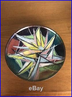 Lucille Cantini Modern Enamel Copper Art Bowl Midcentury Abstract Painting 1966