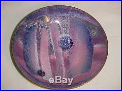 Lucille Cantini Modern Enamel Copper Art Bowl Midcentury Abstract Painting Nice