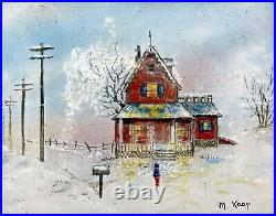 MAX KARP'Lonely Winter in Midwest' Signed Original Enamel on Copper Painting
