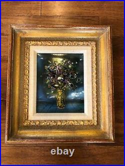 MAX KARP SIGNED ENAMEL ON COPPER Flowers in Vase Framed Ready for gifting