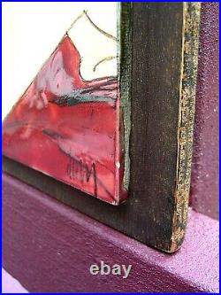 MCM Hand Painted Tile Female Portrait Painting Harris Strong attr