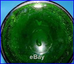 MONT JOYE HEAVY GOLD & ENAMEL MONUMENTAL Green SATIN ART GLASS HAND PAINTED VASE