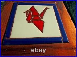 M. C. M. Cubism Abstract Origami Enamel On Copper Crane Solid koa wood frame