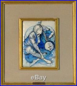 Magnificent Listed Artist Young Lady Portrait Painting Enamel on Copper withFrame