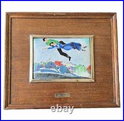 Marc Chagall After Enamel On Copper Plaque Wood Framed