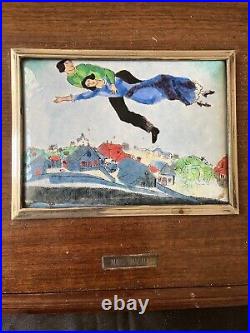 Marc Chagall After Enamel On Copper Plaque Wood Framed