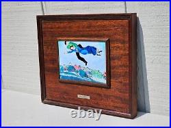 Marc Chagall After Enamel On Copper Plaque Wood Framed MCM Spain