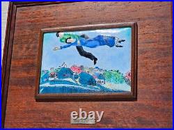 Marc Chagall After Enamel On Copper Plaque Wood Framed MCM Spain