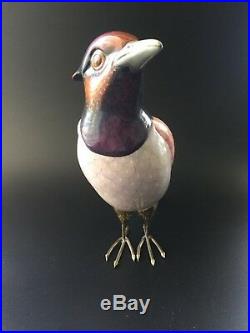 Mario Gonzalez Enamel Painted Bird Sculpture with Welded Brass Feet Signed 16/350