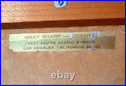 Mary Sharp Listed California Artist Enamel On Copper River Cityscape Painting