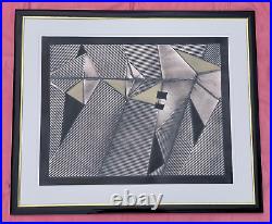 Metallic Swords To Plowshares Cubism Abstract Modern Art Silver Black Collage