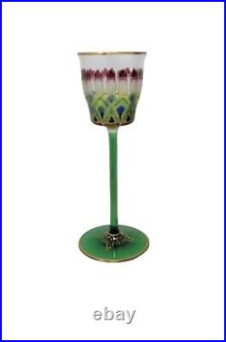 Meyrs Neffe Hand Enameled Floral Hock Wine C. 1910 Chicago Retailer