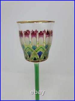 Meyrs Neffe Hand Enameled Floral Hock Wine C. 1910 Chicago Retailer