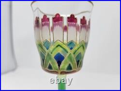 Meyrs Neffe Hand Enameled Floral Hock Wine C. 1910 Chicago Retailer